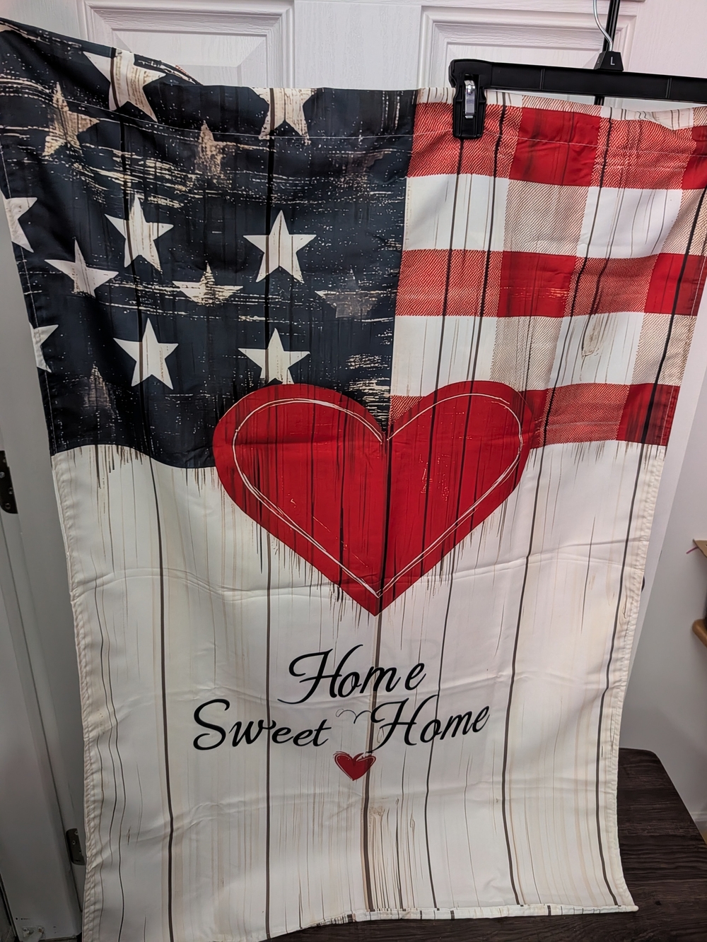 Patriotic Home Sweet Home Flag with Red Heart